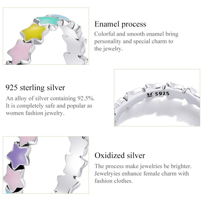 غير رسمي زاهى الألوان نجمة الفضة الاسترليني خواتم بكميات كبيرة display picture 6