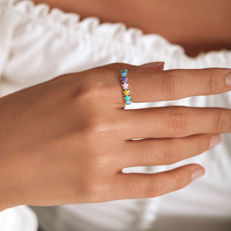 Casual Colorful Star Sterling Silver Rings In Bulk display picture 7