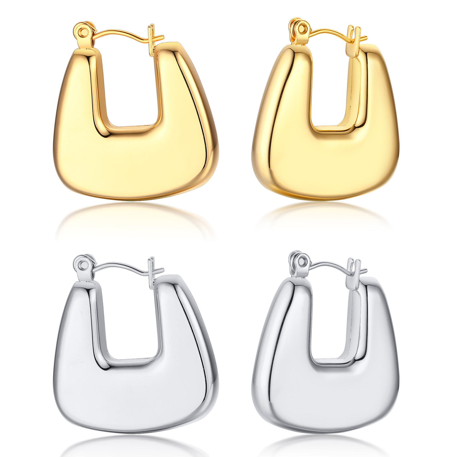 1 Paar Einfacher Stil Einfarbig Überzug Edelstahl 304 18 Karat Vergoldet Ohrringe display picture 3