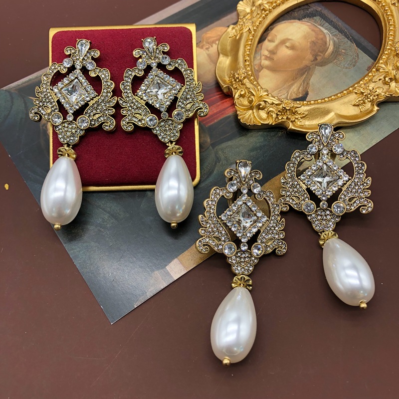 Chinoiserie Retro Argyle Legierung Glas Überzug Inlay Künstliche Edelsteine Frau Ohrringe Halskette display picture 11