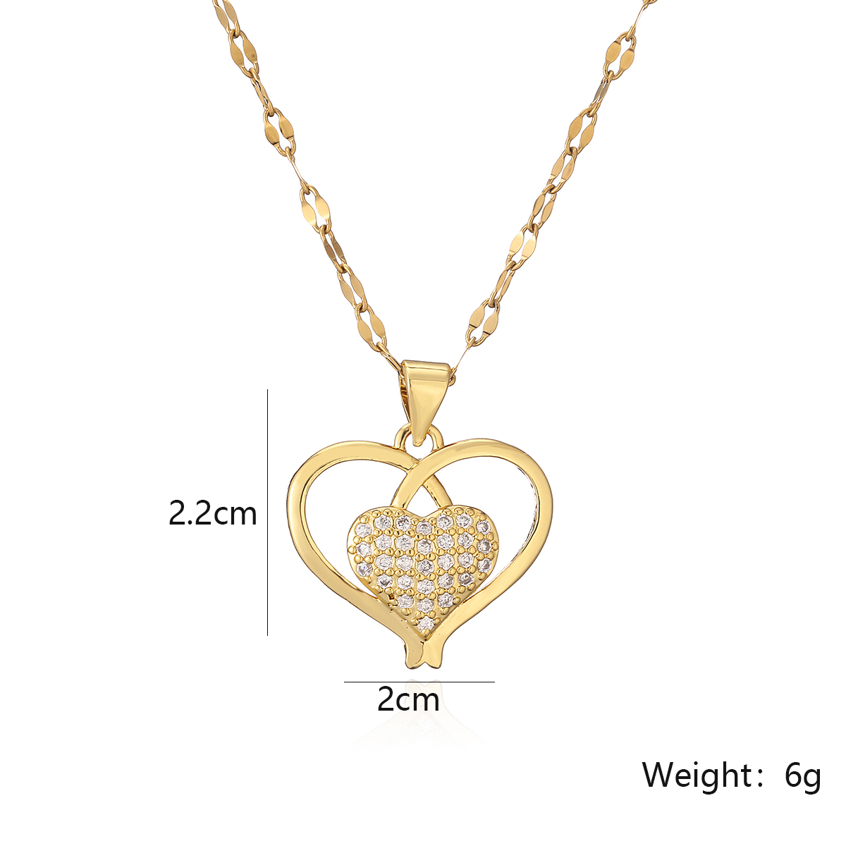 Simple Style Commute Heart Shape Copper Plating Inlay Zircon 18k Gold Plated Pendant Necklace display picture 1