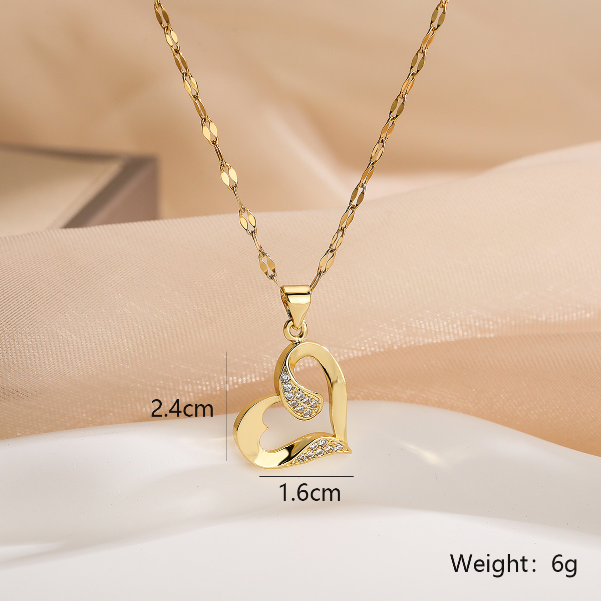 Simple Style Commute Heart Shape Copper Plating Inlay Zircon 18k Gold Plated Pendant Necklace display picture 2