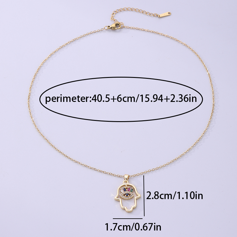 Simple Style Palm Stainless Steel Plating Inlay Zircon Gold Plated Pendant Necklace display picture 6