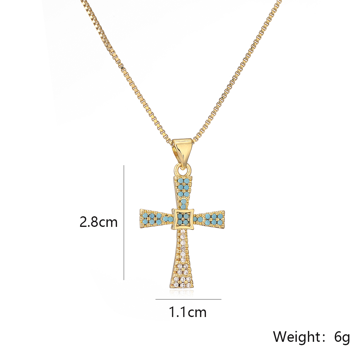 Einfacher Stil Pendeln Kreuzen Kupfer 18 Karat Vergoldet Zirkon Halskette Mit Anhänger In Masse display picture 1