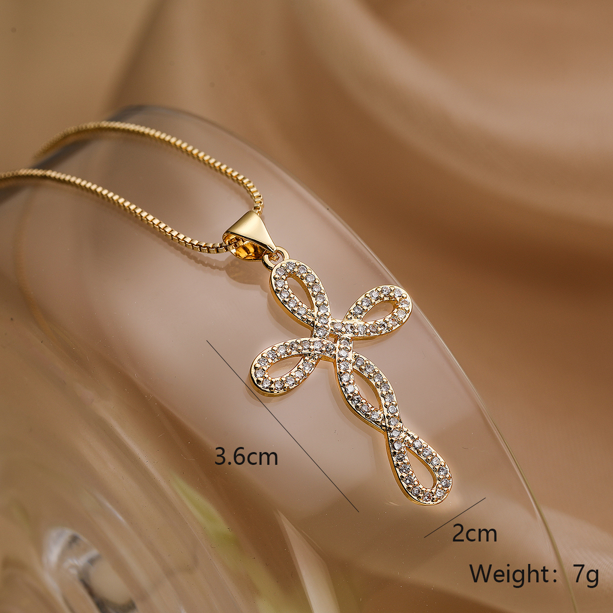 Simple Style Commute Cross Copper 18k Gold Plated Zircon Pendant Necklace In Bulk display picture 2