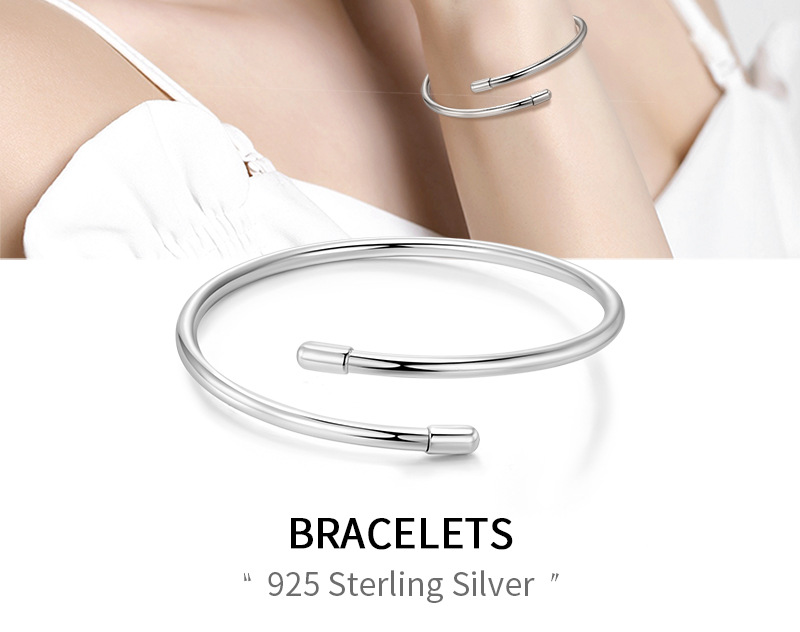 Simple Style Solid Color Sterling Silver Plating Metal Cuff Bracelets display picture 2