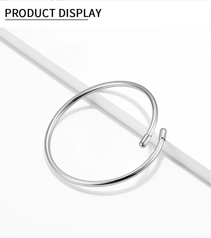 Einfacher Stil Einfarbig Sterling Silber Überzug Metall Manschettenarmbänder display picture 5