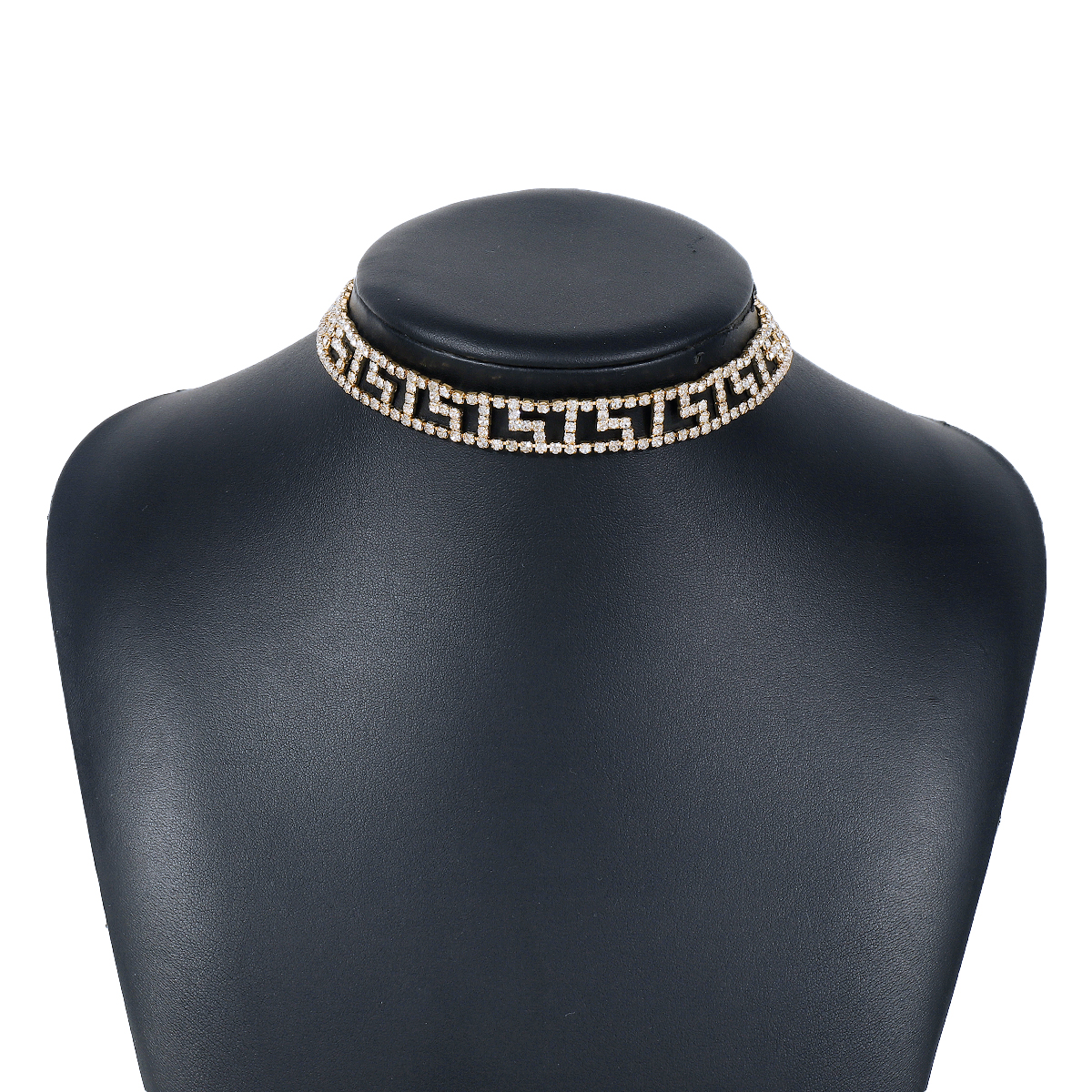 Wholesale Jewelry Modern Style Simple Style Shiny Solid Color Alloy Iron Rhinestones Inlay Choker display picture 2