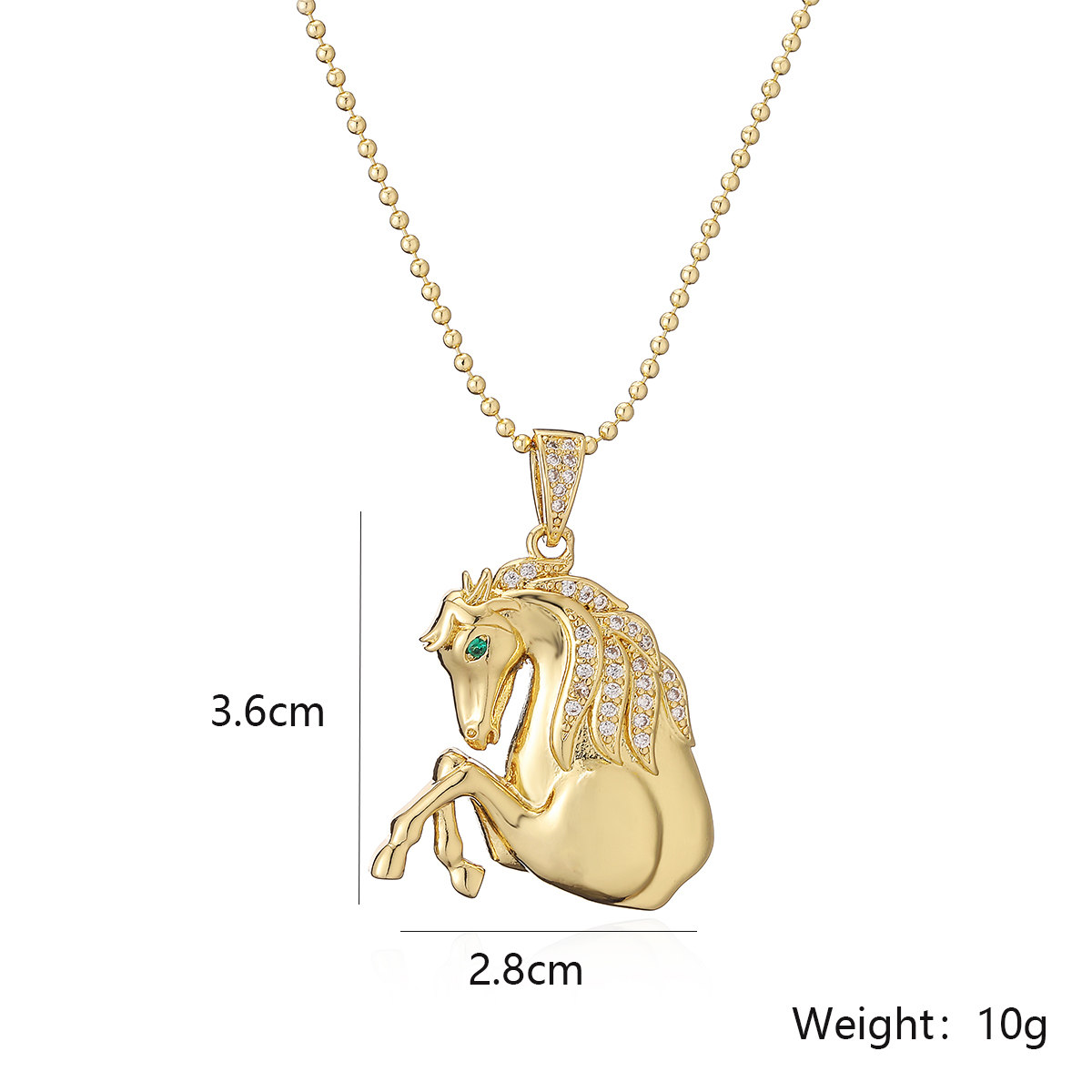 Simple Style Commute Horse Copper Plating Inlay Zircon 18k Gold Plated Pendant Necklace display picture 1