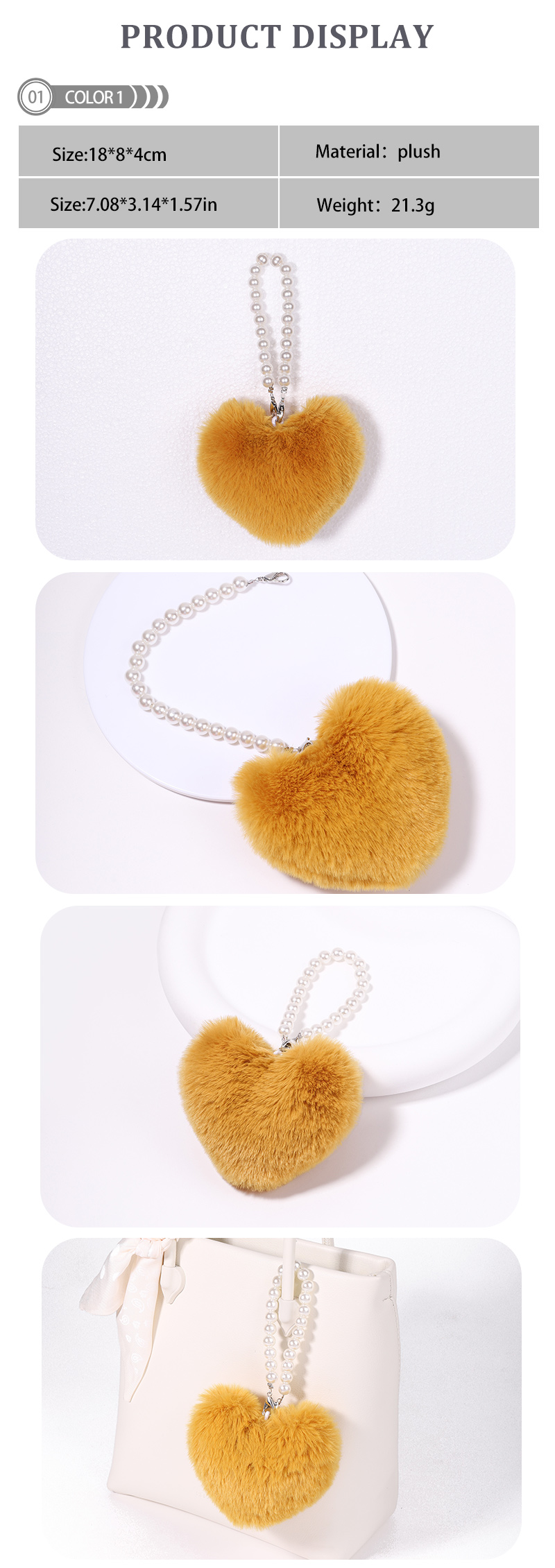 Cute Heart Shape Plush Handmade Bag Pendant Keychain display picture 2