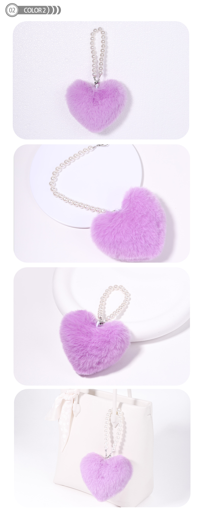 Cute Heart Shape Plush Handmade Bag Pendant Keychain display picture 3