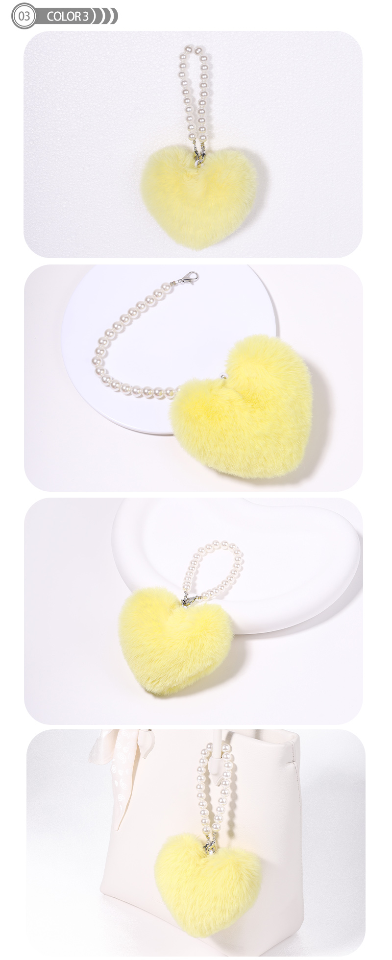 Cute Heart Shape Plush Handmade Bag Pendant Keychain display picture 4