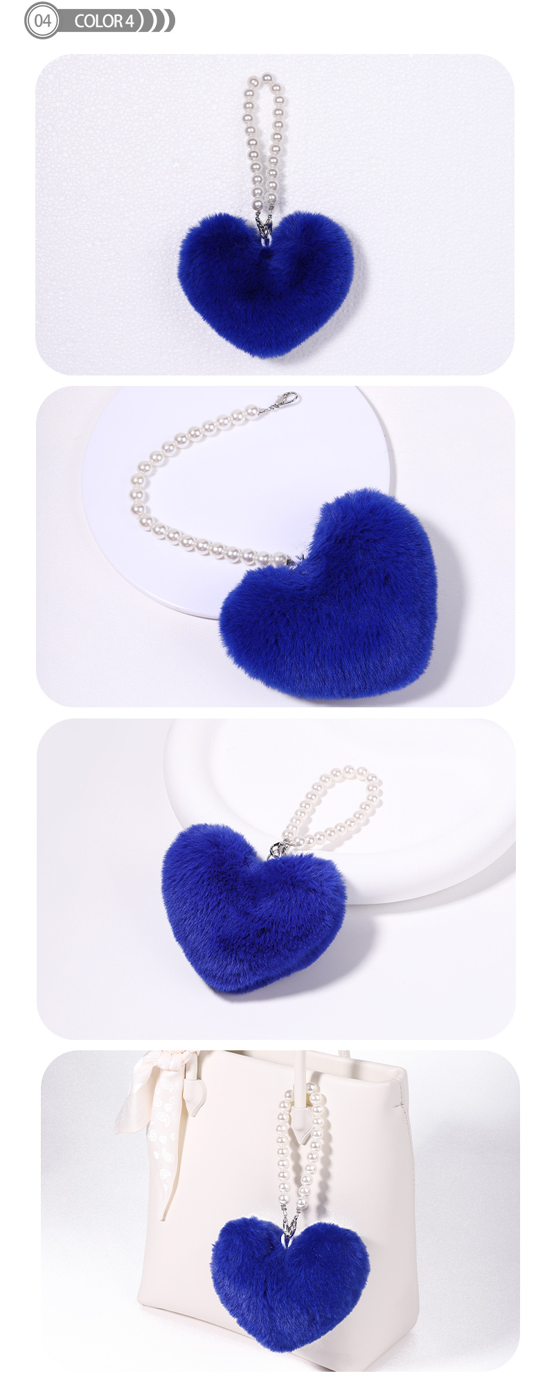 Cute Heart Shape Plush Handmade Bag Pendant Keychain display picture 5