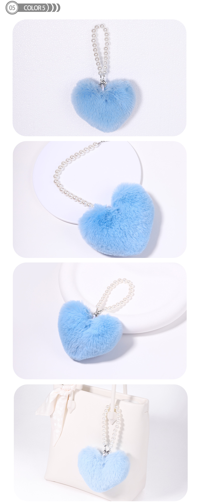 Cute Heart Shape Plush Handmade Bag Pendant Keychain display picture 6