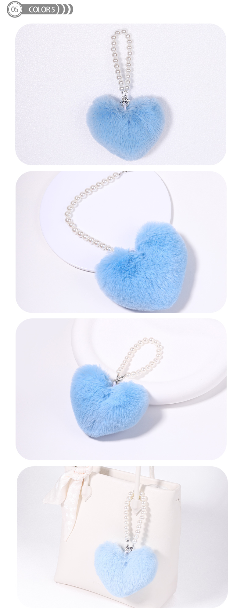 Mignon Forme De Cœur Peluche Fait Main Pendentif De Sac Porte-clés display picture 6