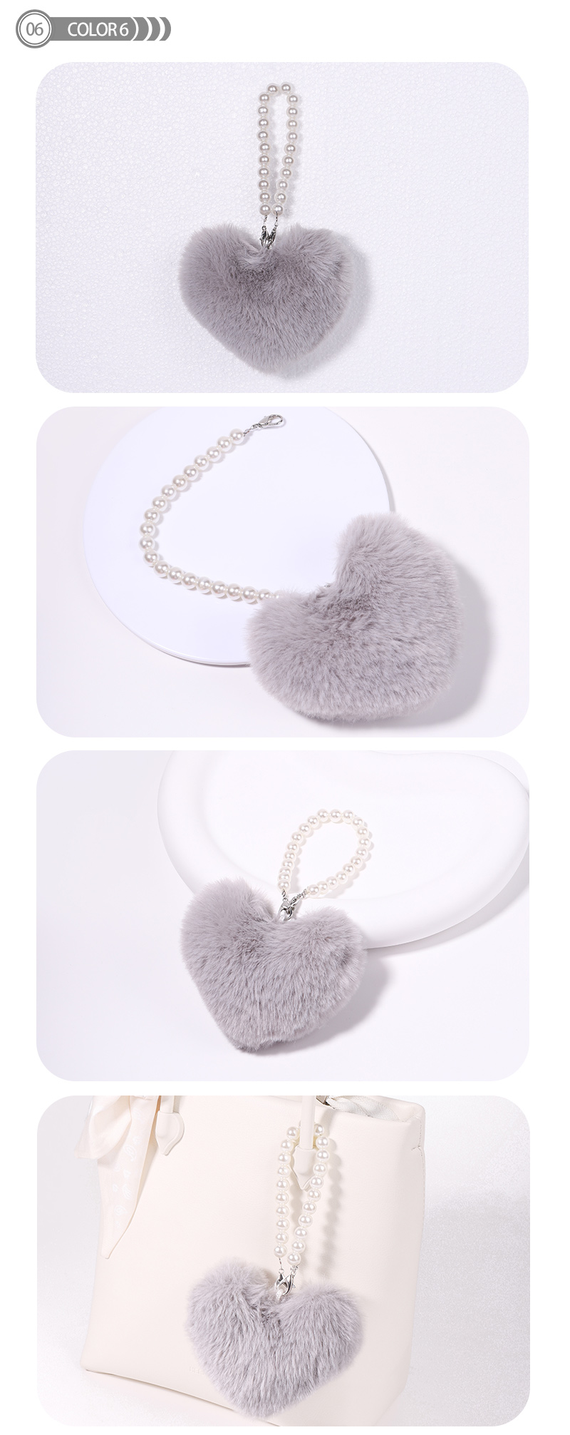Cute Heart Shape Plush Handmade Bag Pendant Keychain display picture 7