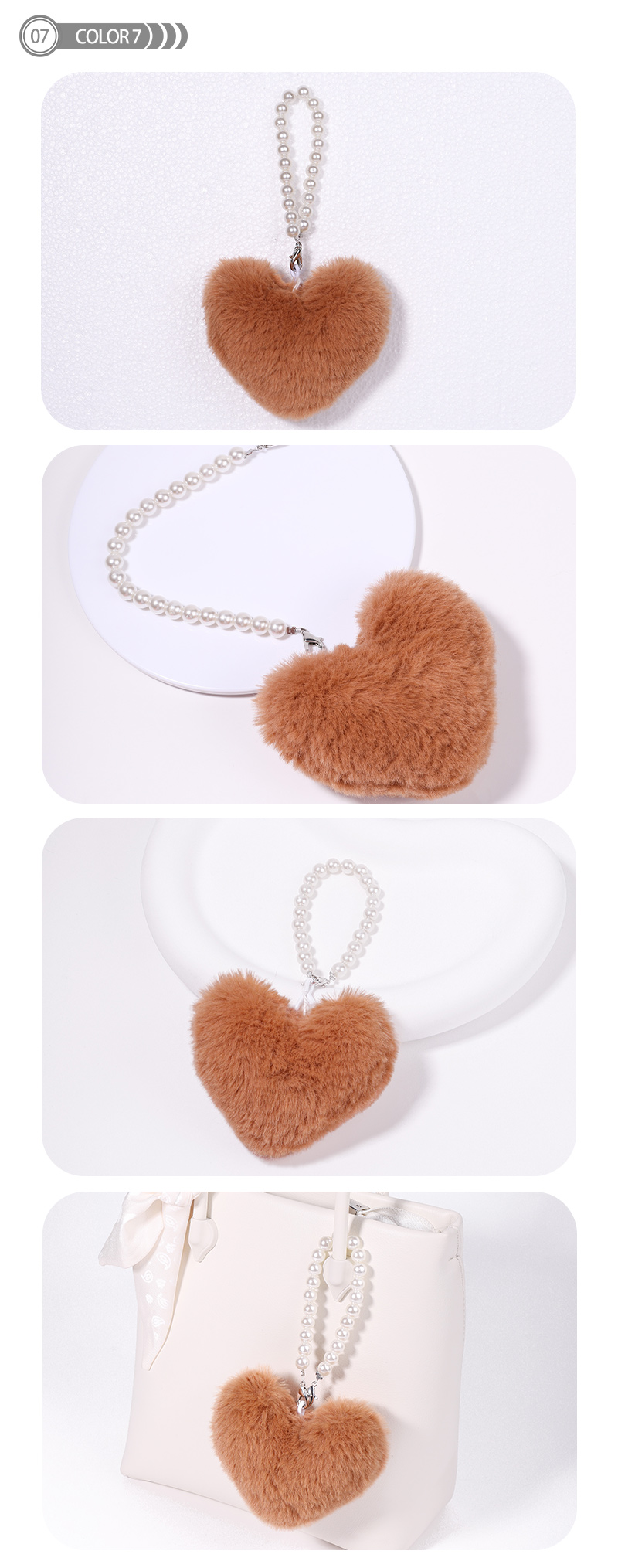 Cute Heart Shape Plush Handmade Bag Pendant Keychain display picture 8