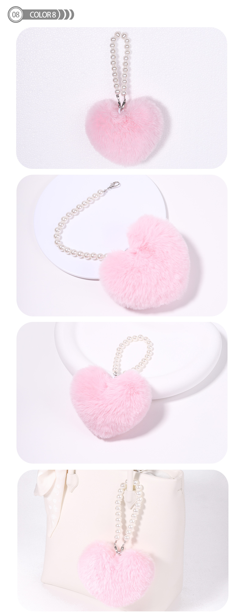 Cute Heart Shape Plush Handmade Bag Pendant Keychain display picture 9