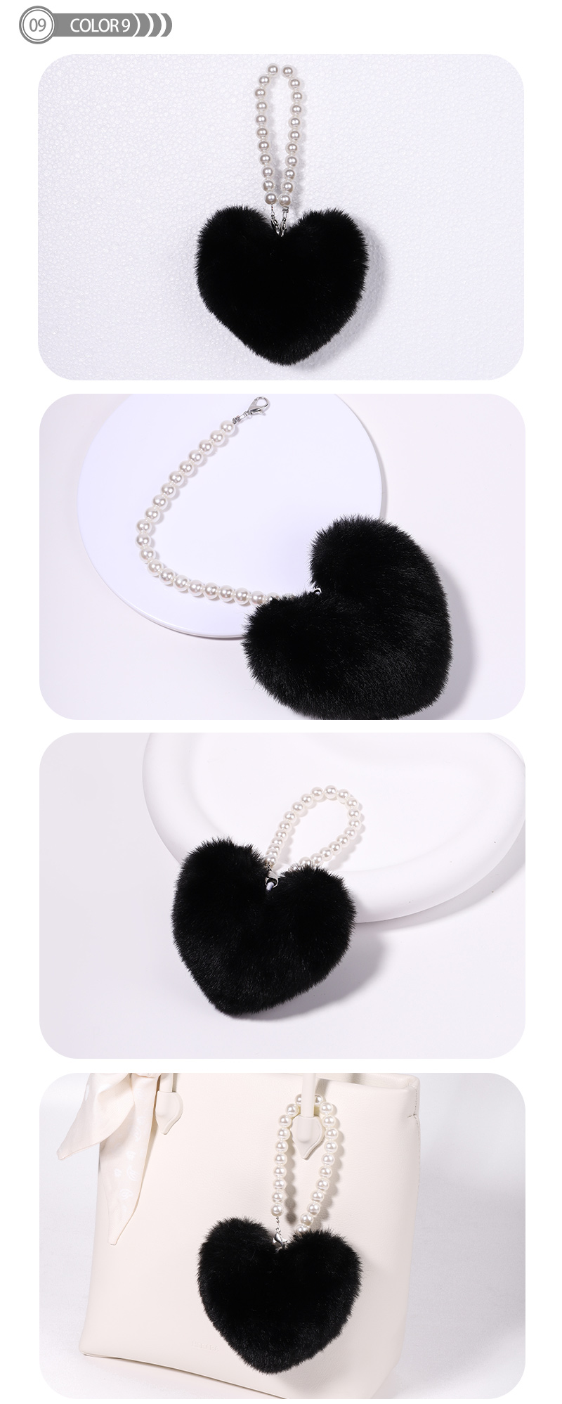 Cute Heart Shape Plush Handmade Bag Pendant Keychain display picture 10