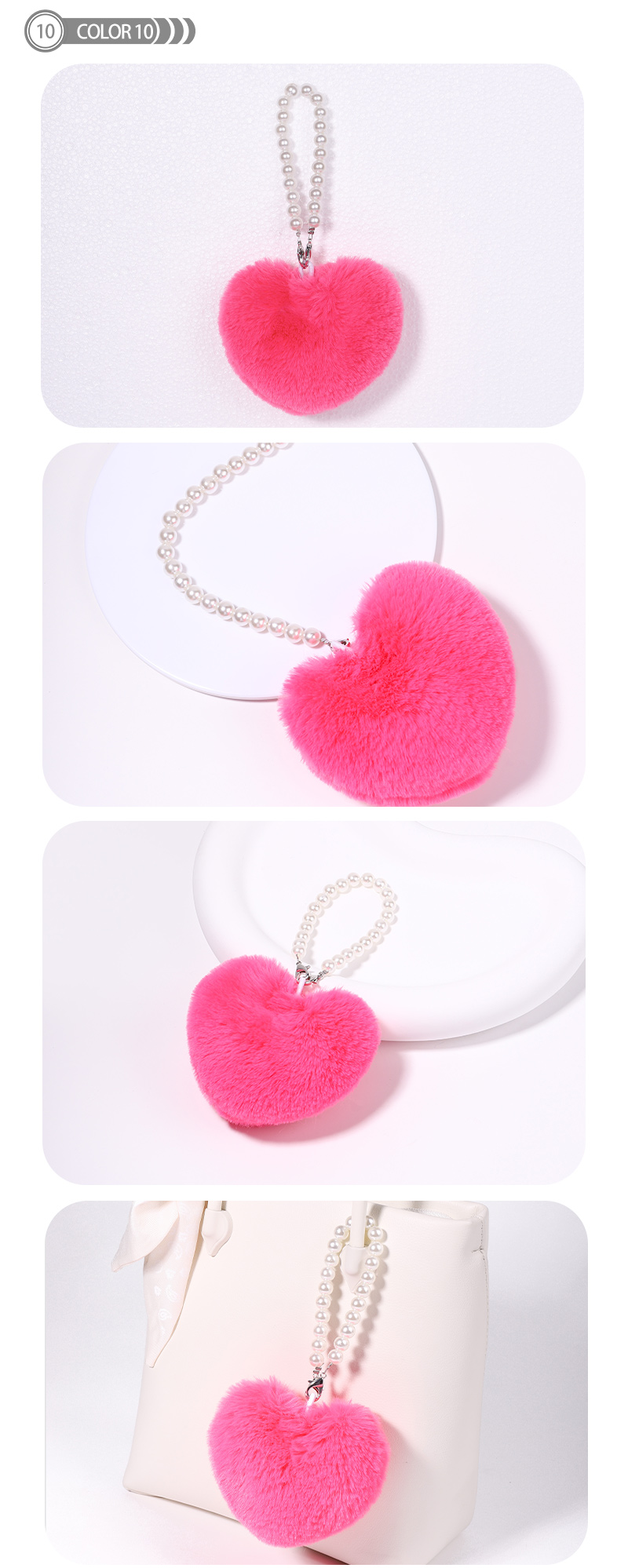 Cute Heart Shape Plush Handmade Bag Pendant Keychain display picture 11