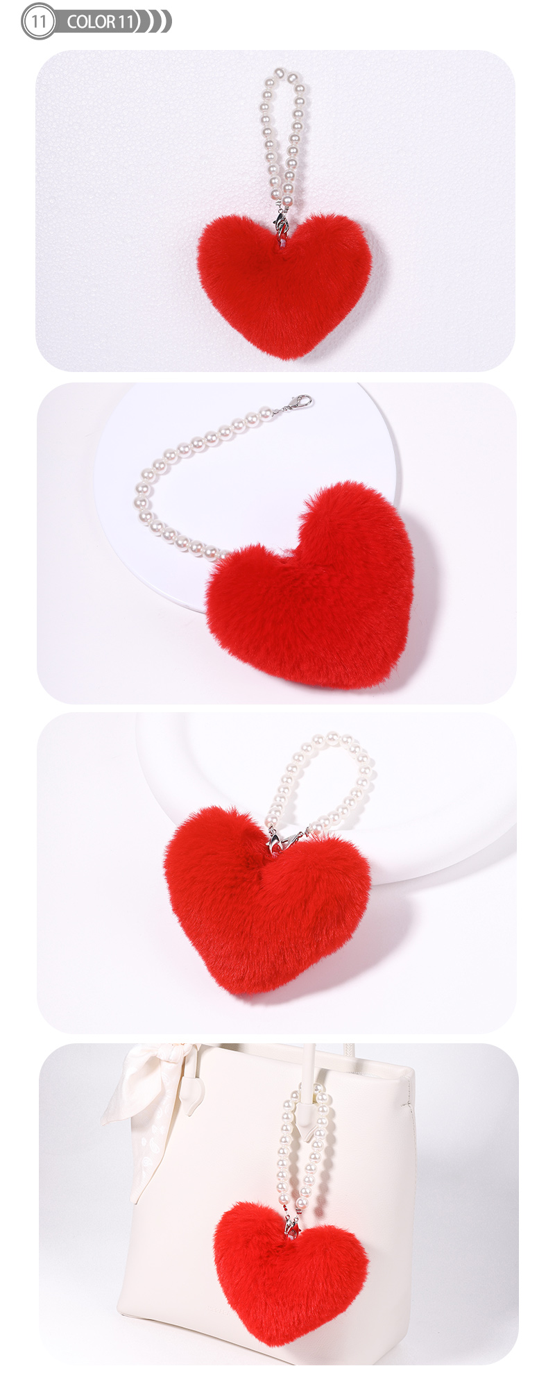 Cute Heart Shape Plush Handmade Bag Pendant Keychain display picture 12