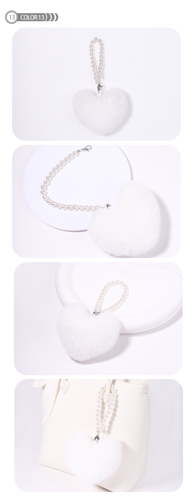 Cute Heart Shape Plush Handmade Bag Pendant Keychain display picture 14
