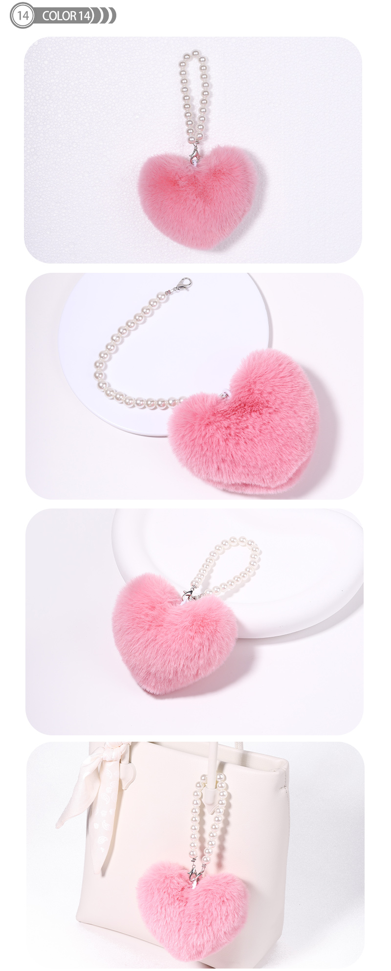 Cute Heart Shape Plush Handmade Bag Pendant Keychain display picture 15