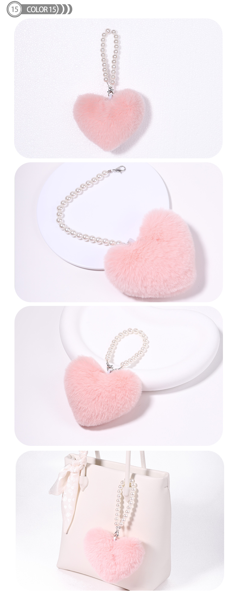 Cute Heart Shape Plush Handmade Bag Pendant Keychain display picture 16
