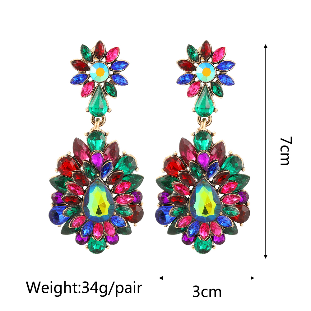 1 Pair Elegant Retro Geometric Layered Plating Inlay Zinc Alloy Rhinestones Drop Earrings display picture 1