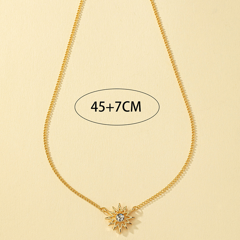 Ig Style Cute Sun Flower Alloy Plating Inlay Glass 14k Gold Plated Women's Pendant Necklace display picture 2