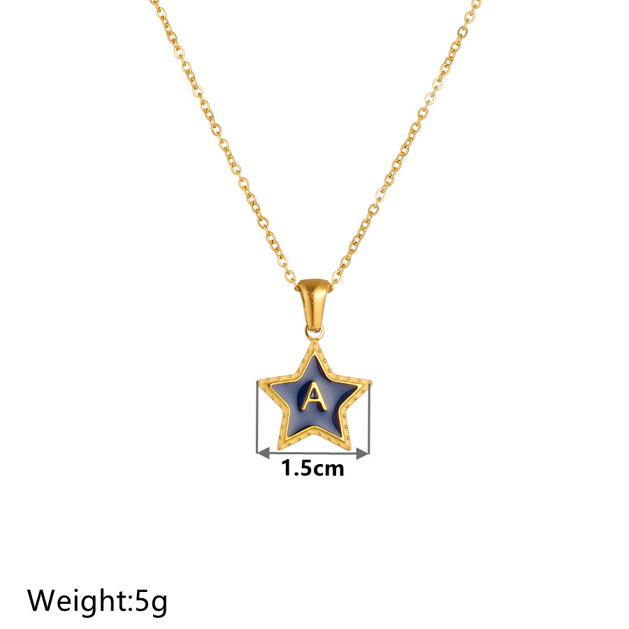Titan Stahl 18 Karat Vergoldet Einfacher Stil Überzug Brief Stern Acryl Halskette Mit Anhänger display picture 5