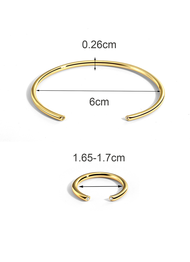 Cute Wedding Solid Color C Shape Copper 18k Gold Plated Zircon Rings Bracelets In Bulk display picture 1