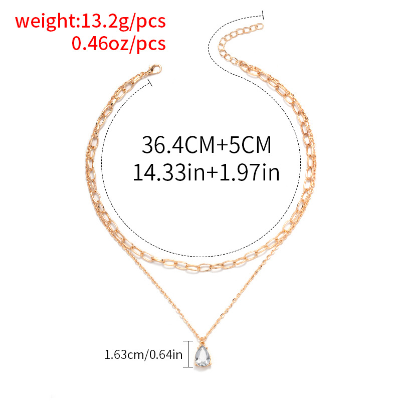 Elegant Streetwear Water Droplets Artificial Rhinestones Zinc Alloy Wholesale Layered Necklaces display picture 1