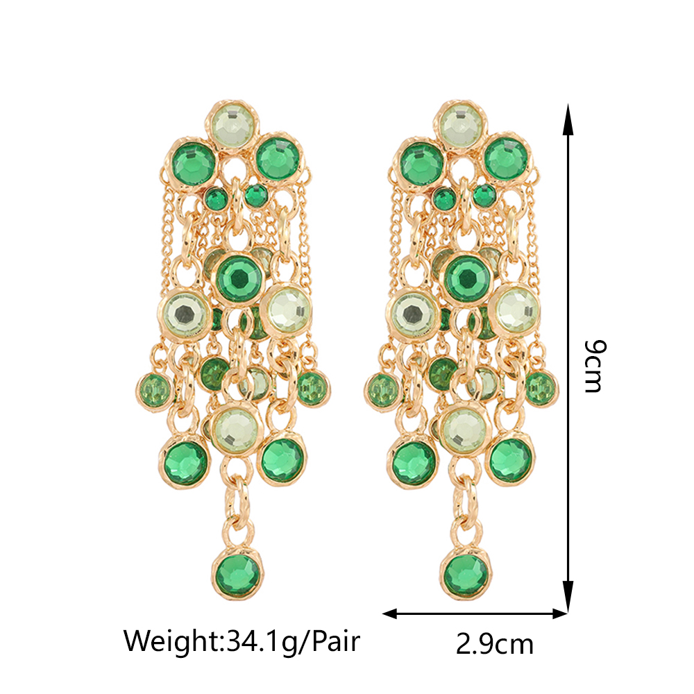 1 Pair Elegant Retro Tassel Plating Inlay Zinc Alloy Rhinestones Drop Earrings display picture 1