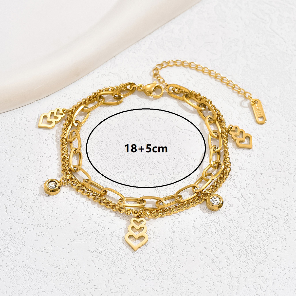 Hip Hop Couleur Unie Style Cool Tour Eiffel Forme De Cœur Cadenas Acier Inoxydable 201 Plaqué Or 18K Zircon Bracelets En Masse display picture 13