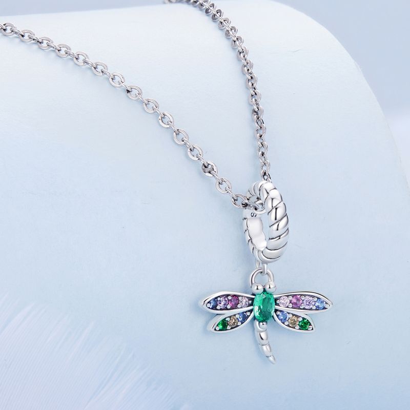 Casual Cute Dragonfly Sterling Silver Inlay Zircon Charms display picture 2
