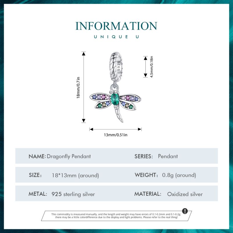 Casual Cute Dragonfly Sterling Silver Inlay Zircon Charms display picture 3