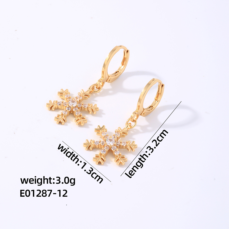 1 Pair Elegant Shiny Snowflake Plating Inlay Copper Zircon White Gold Plated Gold Plated Drop Earrings display picture 2