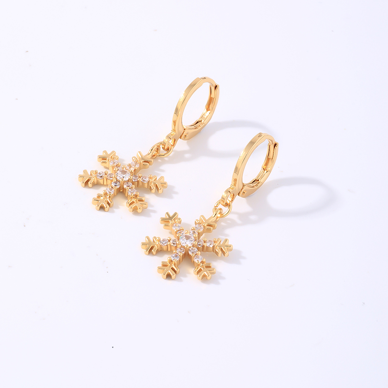 1 Pair Elegant Shiny Snowflake Plating Inlay Copper Zircon White Gold Plated Gold Plated Drop Earrings display picture 6