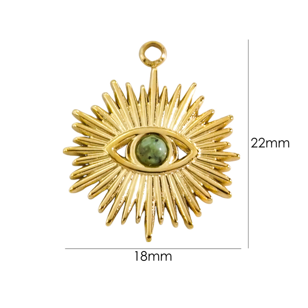 1 Piece 304 Stainless Steel Natural Stone 14K Gold Plated Eye display picture 5