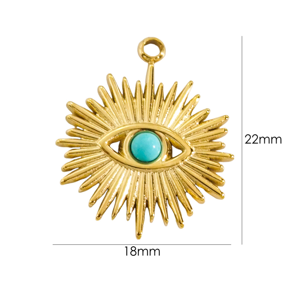 1 Piece 304 Stainless Steel Natural Stone 14K Gold Plated Eye display picture 7