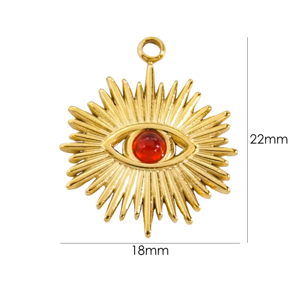 1 Piece 304 Stainless Steel Natural Stone 14K Gold Plated Eye display picture 8