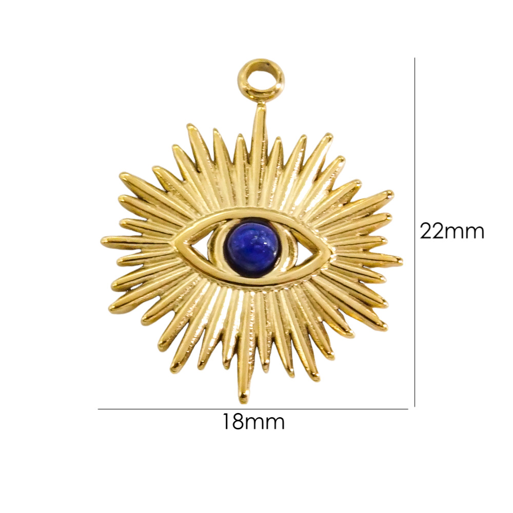 1 Piece 304 Stainless Steel Natural Stone 14K Gold Plated Eye display picture 9