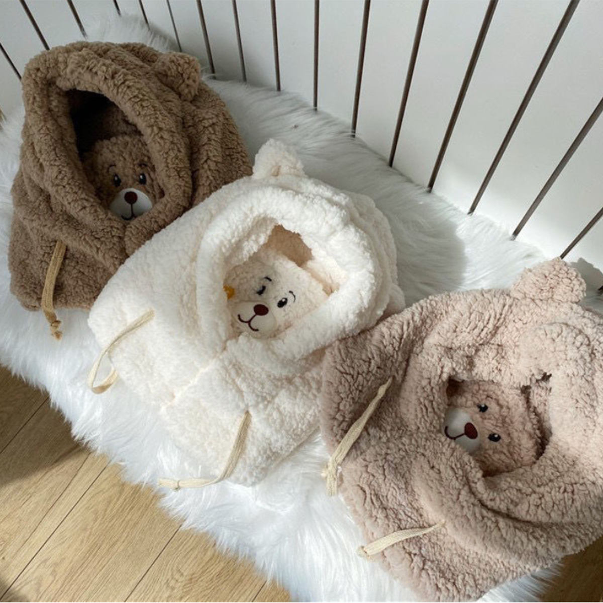 Autumn And Winter New Hat Scarf Integrated Korean All-match Warm Embroidered Bear Plush Bonnet Cold-proof Warm Hat display picture 1
