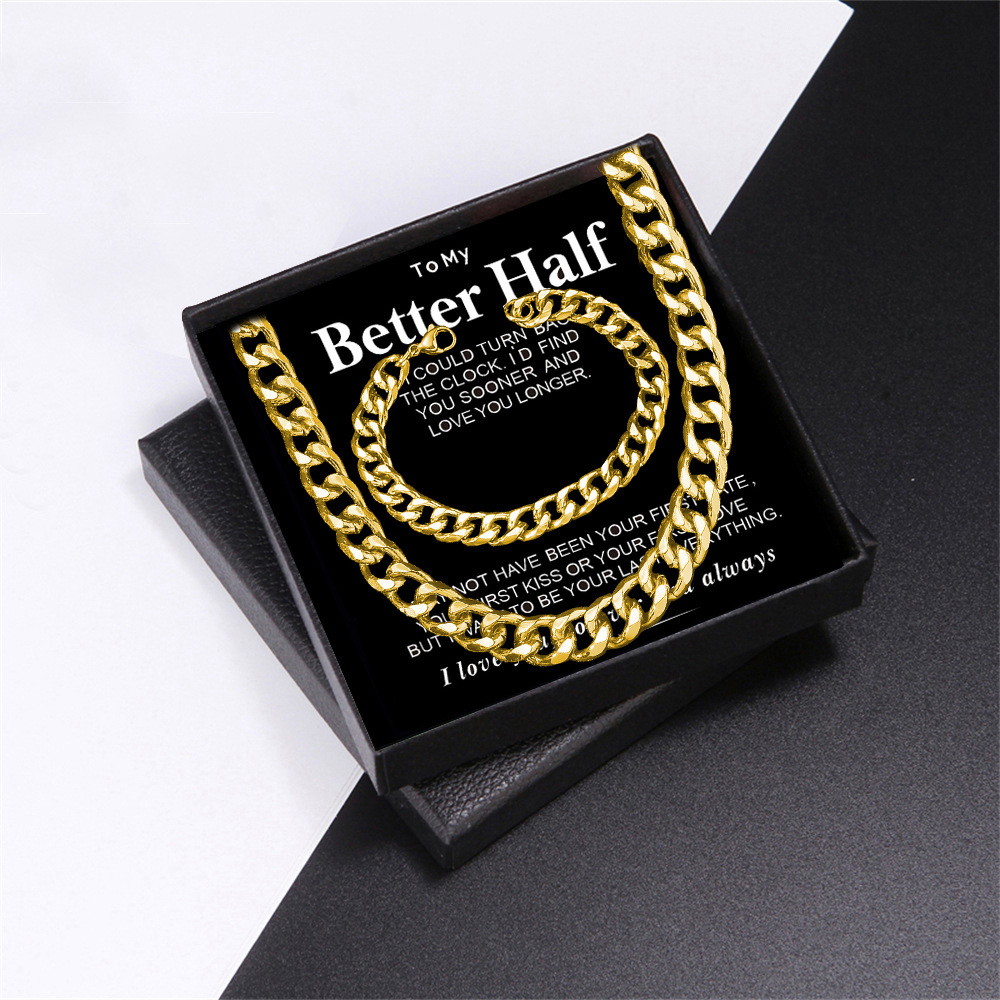 Großhandel Hip Hop Einfarbig Rostfreier Stahl Überzug Vergoldet Armbänder Halskette display picture 9