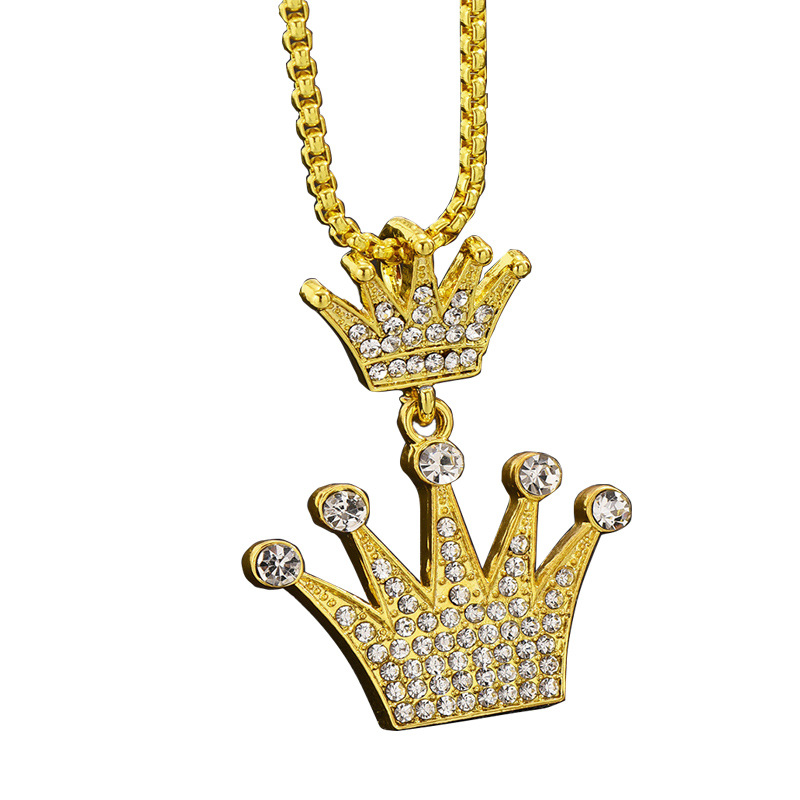 Hip Hop Corona Aleación Embutido Diamantes De Imitación Hombres Collar Colgante display picture 5