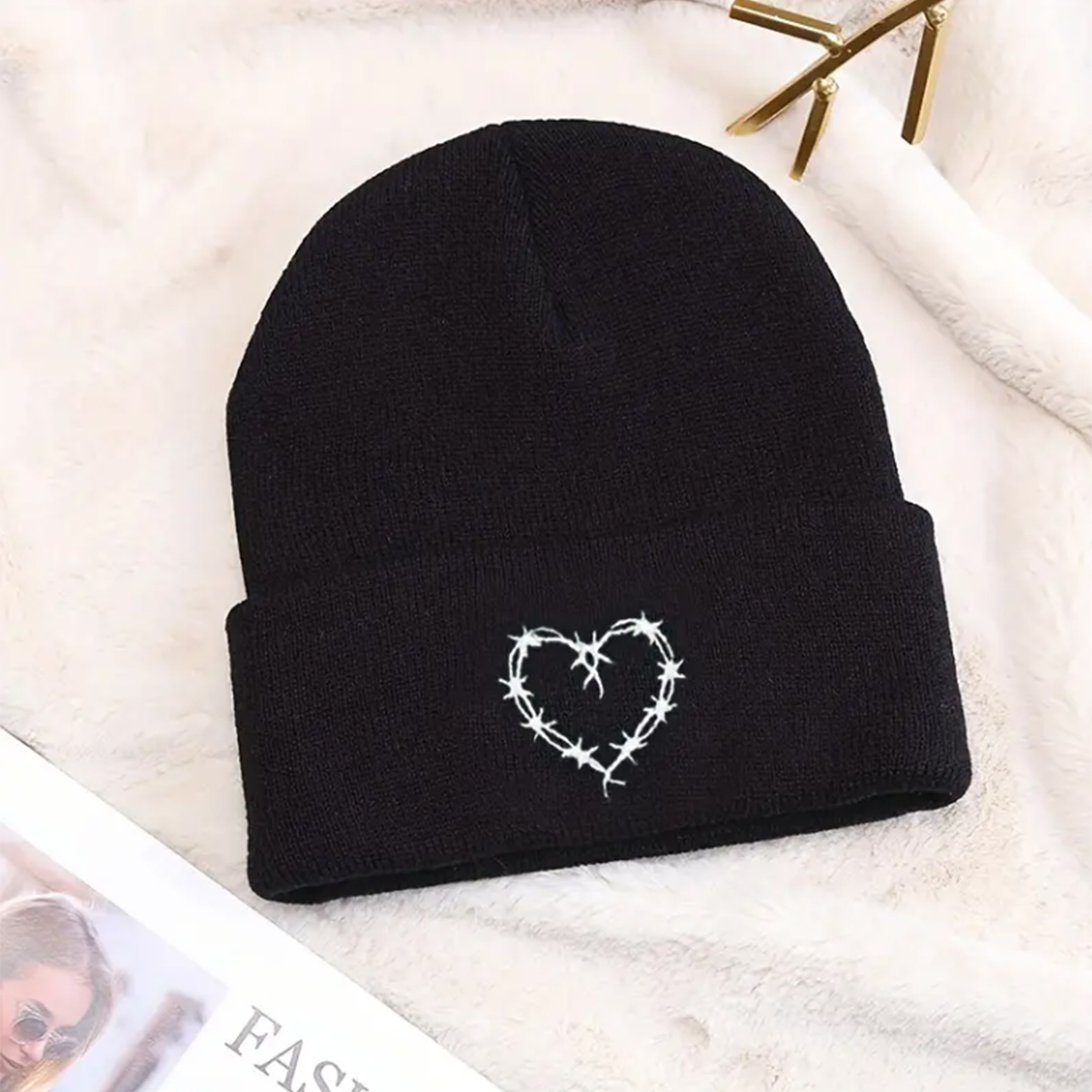 Unisex Simple Style Commute Heart Shape Embroidery Eaveless Beanie Hat display picture 2