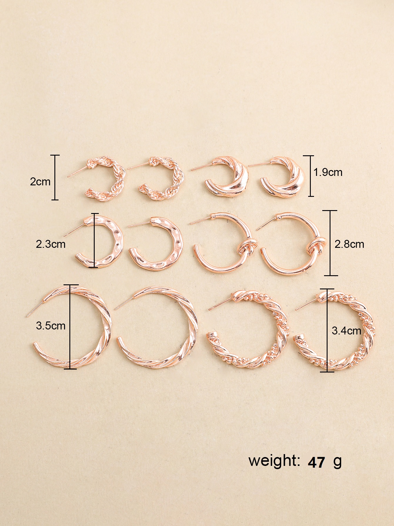 1 Set Vintage Style Simple Style Solid Color Metal Hoop Earrings display picture 4