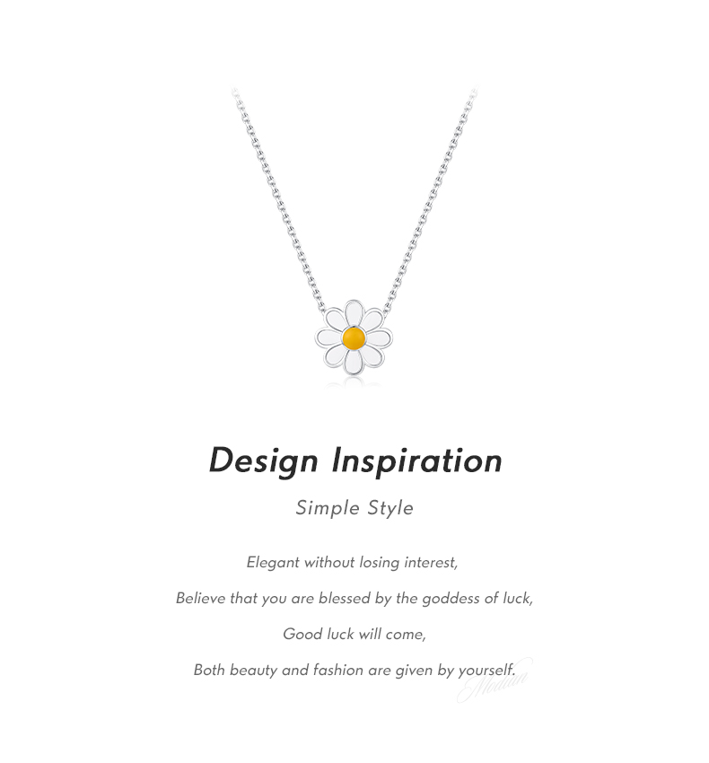 Elegant Sweet Daisy Sterling Silver Rhodium Plated Pendant Necklace In Bulk display picture 2