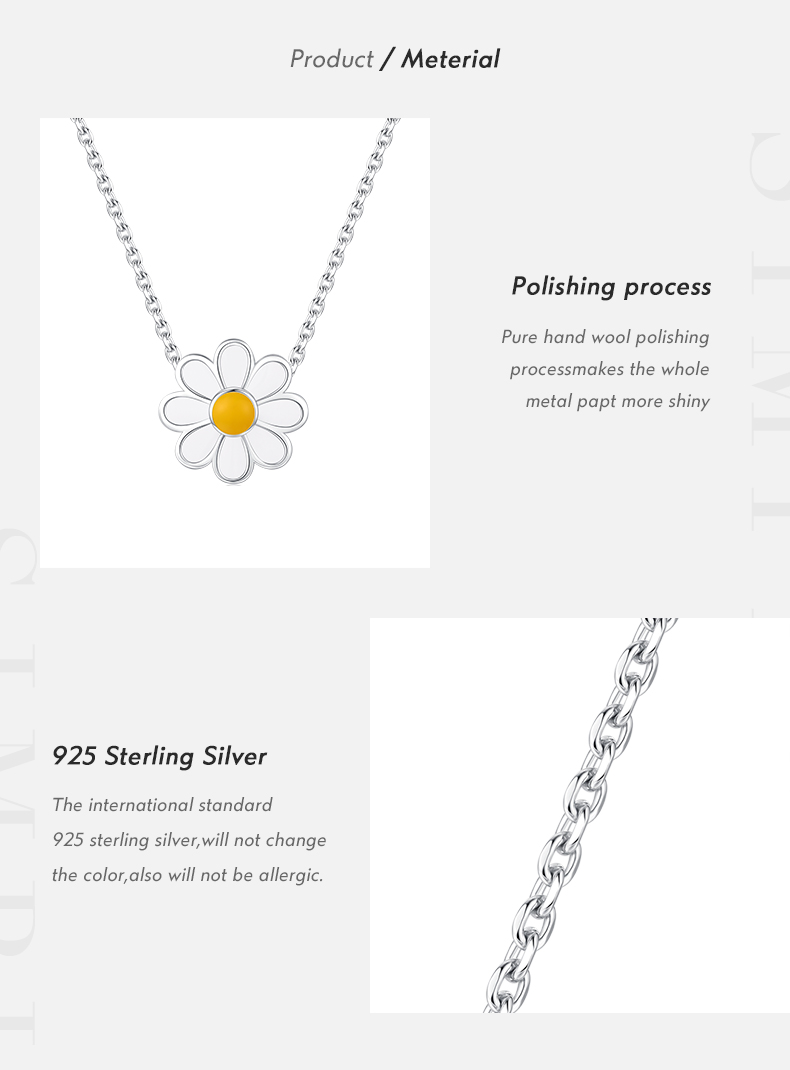 Elegant Sweet Daisy Sterling Silver Rhodium Plated Pendant Necklace In Bulk display picture 3